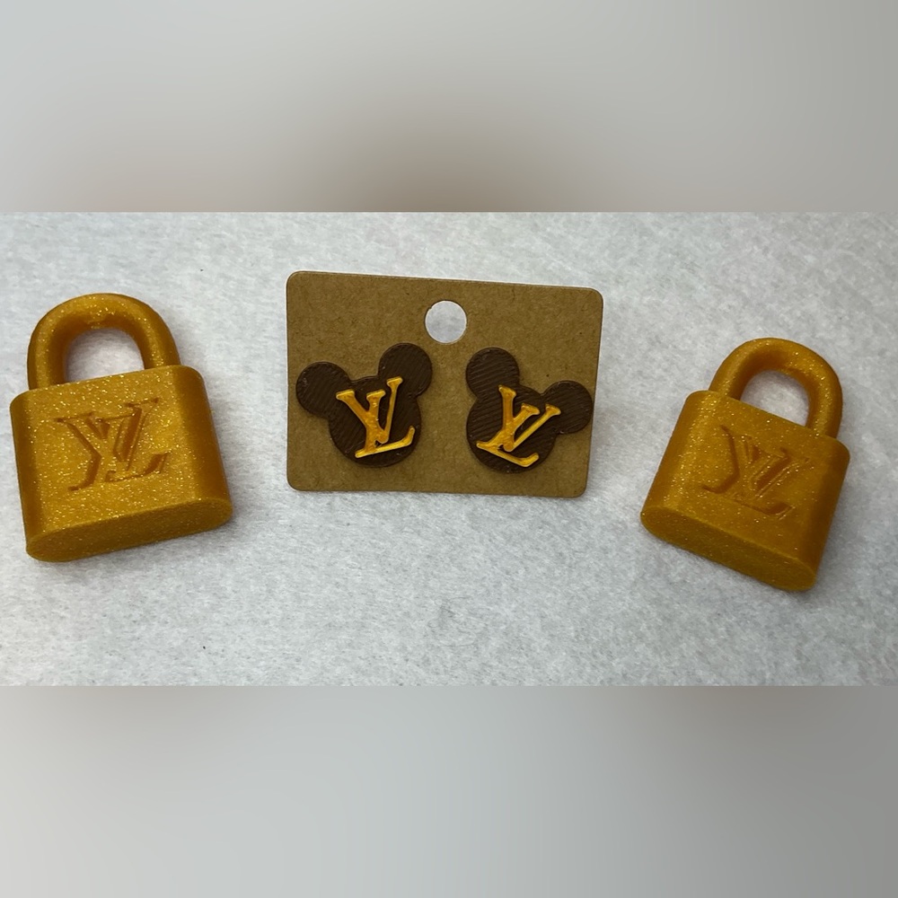 LV plastic Locks Mickey Mouse Earrings